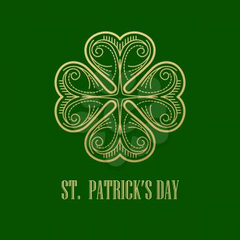 Golden Shamrock. Patrick day simbol. Vector illustration EPS10