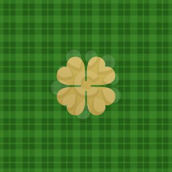 Green checkered pattern with clover leaf. Vector illustration EPS10