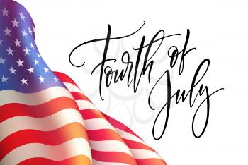 Fourth of July Independence Day poster or card template with american flag. Vector illustration EPS10