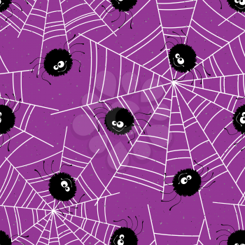 Halloween seamless background with spiders and web. Vector illustration EPS10