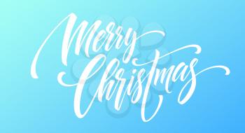 Merry Christmas handwriting script lettering on a bright colored background. Vector illustration EPS10