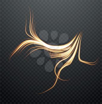 Abstract glowing form of lightning isolated on a dark background transparent. The real effect of transparency. Vector illustration EPS10