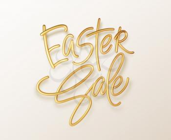 Golden metallic shiny typography Easter Sale. 3D realistic lettering for the design of flyers, brochures, leaflets, posters and cards. EPS10