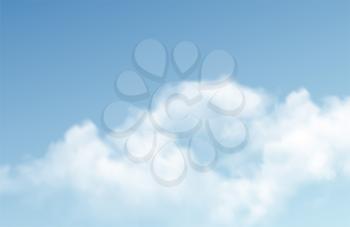 Transparent different clouds isolated on blue background. Real transparency effect. Vector illustration EPS10