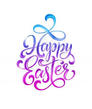 Happy Easter colorful paint lettering. Vector illustration EPS10