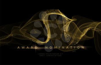 Awards ceremony Luxurious black background with golden glitter waves. Award Nomination Background. Vector illustration EPS10