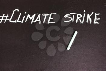 Hashtag strike climate, Demonstration, in defense of nature, the planet Earth. Eco concept