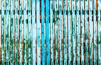 Green blue wooden rustic background of slabs, boards of vertical