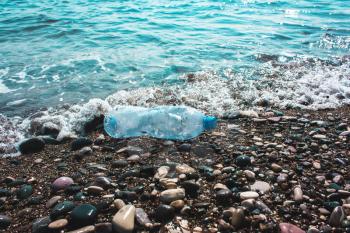 plastic bottle. Concept of pollution of the environment, ocean, sea, nature. Save the planet.zero waste