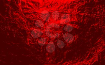 Red dark hellish  Halloween grunge abstract crumpled aluminum, titanium shiny foil background