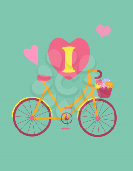 Bicycle concept vintage color poster. I Love My Bike. Vector illustration.