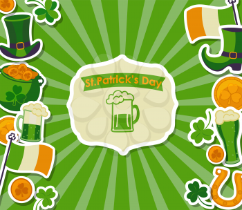 St Patrick's day greeting card, vector illustration.