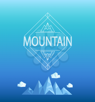Geometric crystal mountain and clouds in polygon style.