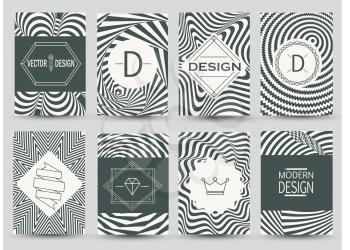 Set of monochrome flyer pages. Business Signs and Logos, Identity Elements and Labels, Badges and Frames, backgrounds.