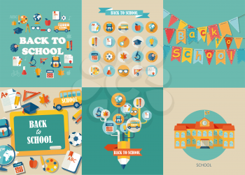 Flat design vector illustration concepts of education. Concepts for web banners and printed materials. Abstract tree with pencil icons of education and science. Vector Illustration, eps10.