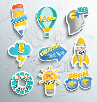 Set of paper icons business of idea, creative.Collection of design elements, vector.