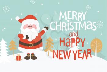 Christmas Greeting Card. Merry Christmas and happy new year lettering. Vector illustration.