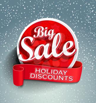 Concept of discount. Sale design on a red christmas background. Eps10. Vector.