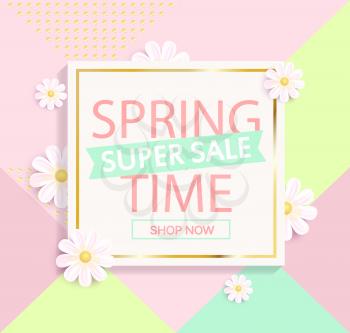 Spring sale geometric background with beautiful flower. Vector illustration template and banners, wallpaper, flyers, invitation, posters, brochure, voucher discount.
