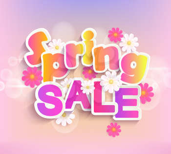 Spring sale label with beautiful flower. Vector illustration template and banners, wallpaper, flayers, invitation, posters, brochure and voucher discount.