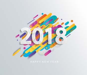 Creative happy new year 2018 design card on modern background. Vector illustration.