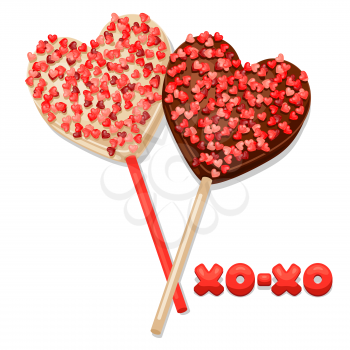 Greeting card with  sweet candies. Concept can be used for Valentines Day, wedding or love confession message.