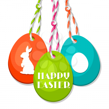 Happy Easter greeting card with decorative eggs. Concept can be used for holiday invitations and posters.