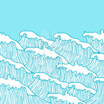 Sea seamless pattern with abstract  hand drawn waves. Background for textile printing and wrapping paper.