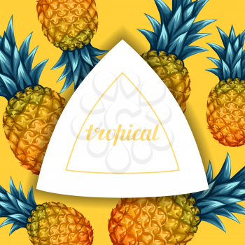 Card with pineapples. Tropical abstract frame in retro style. Image for holiday invitations, greeting cards, posters.