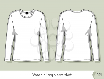 Women long sleeve shirt. Template for design, easily editable by layers.
