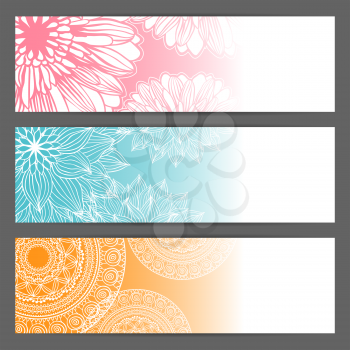 Vector beautifull floral illustration background. Horizontal banner.