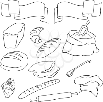 Vector set on the Bread theme. Isolated.