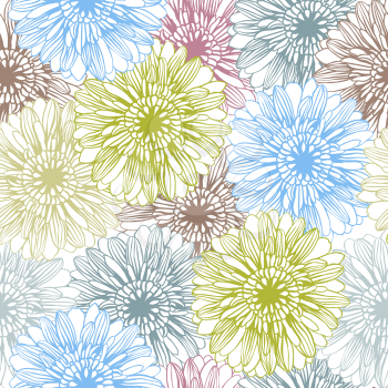Vector background with hand drawn flowers. (Seamless Pattern).