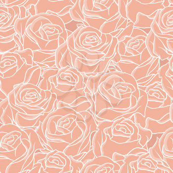 Seamless abstract background with roses. Vector pattern.