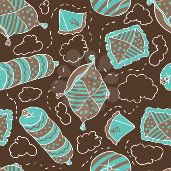 Seamless pattern from pillows. Vector hand drawn illustration.