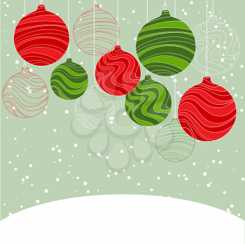 Vintage card with Christmas balls. Vector illustration.