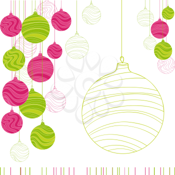 Vintage card with Christmas balls. Vector illustration
