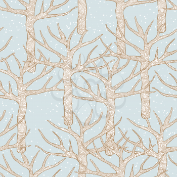 Decorative seamless pattern with trees. Vector illustration.