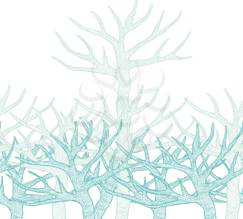 Decorative seamless pattern with trees. Vector illustration.