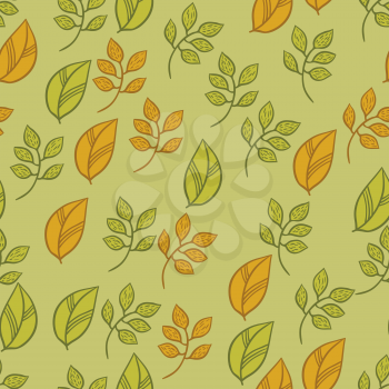 Vector seamless texture with fall hand drawn leaves.