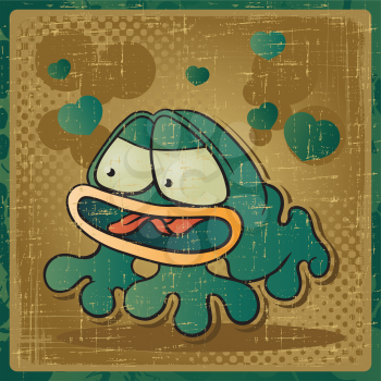 EPS 8 vintage background with vector frog.
