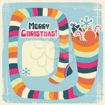 Vector Christmas background with funny socks for gifts.