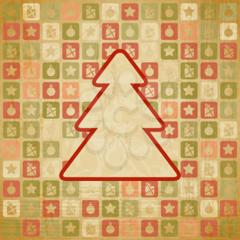 Vector vintage Christmas background in retro style.