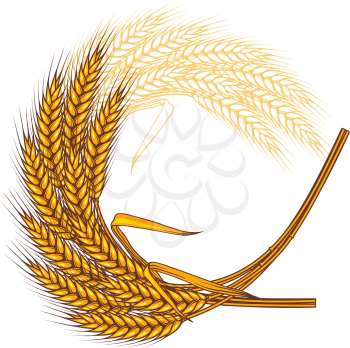 Background with ripe yellow wheat ears, vector illustration.