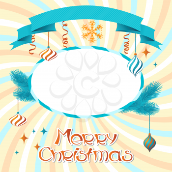 Vector Merry Christmas background in retro style.