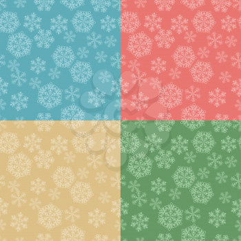 Set of 4 Christmas seamless pattern with snowflakes.