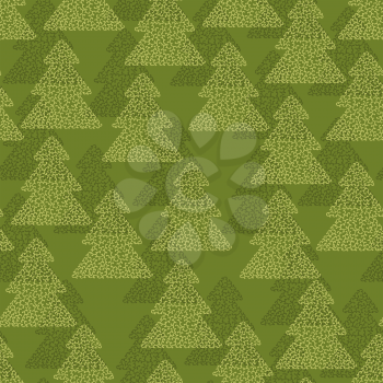 Christmas and Holidays seamless pattern with trees.