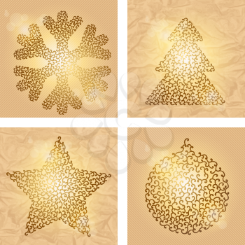 Set of 4 Christmas winter backgrounds. Vector illustration.