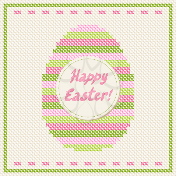 Happy Easter embroidery cross-stitch greeting card.