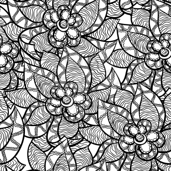 Floral seamless pattern with abstract hand drawn flowers.